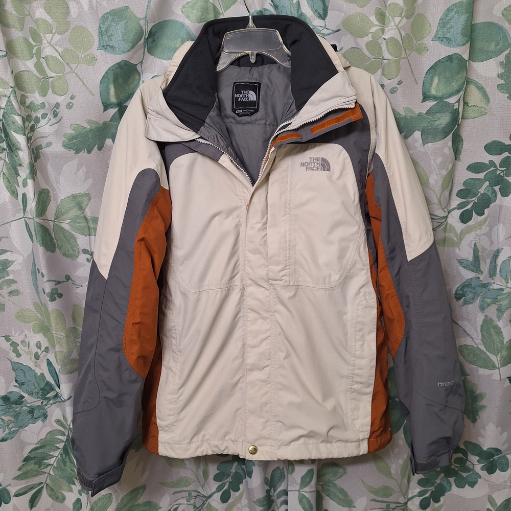 The North Face Men's Hy-Vent Cream, Gray, and Orange Snow Jacket